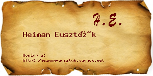 Heiman Euszták névjegykártya